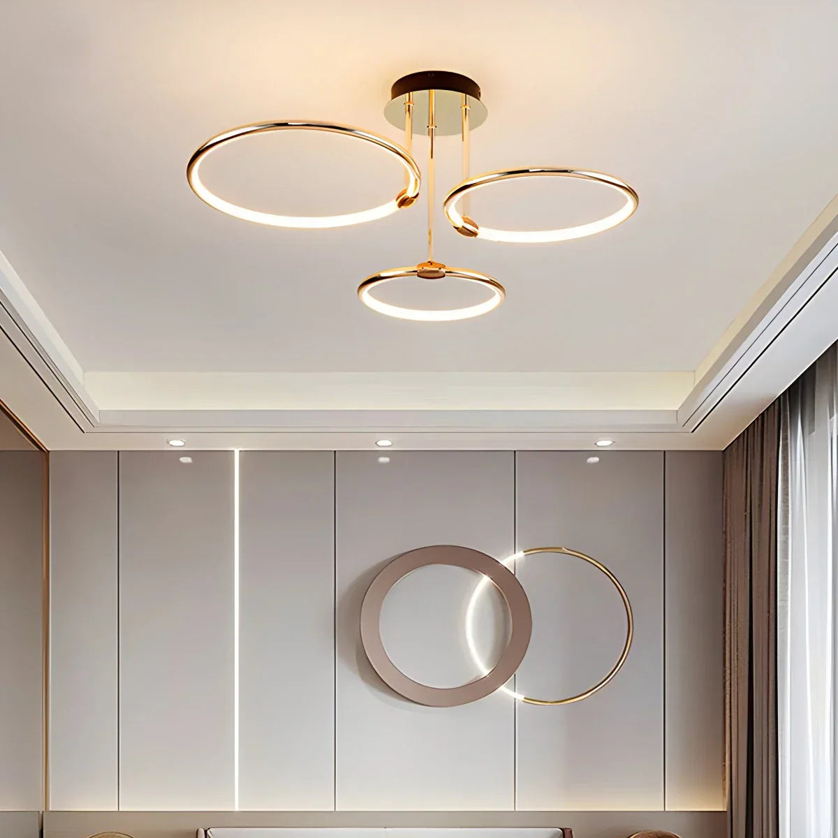 flairel Metal Circular Chandelier Ceiling Lamp