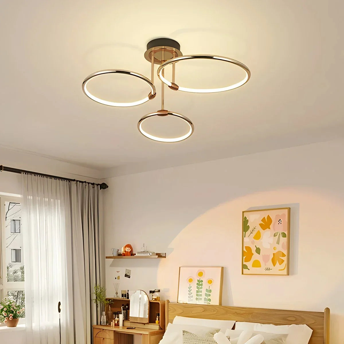 flairel Metal Circular Chandelier Ceiling Lamp