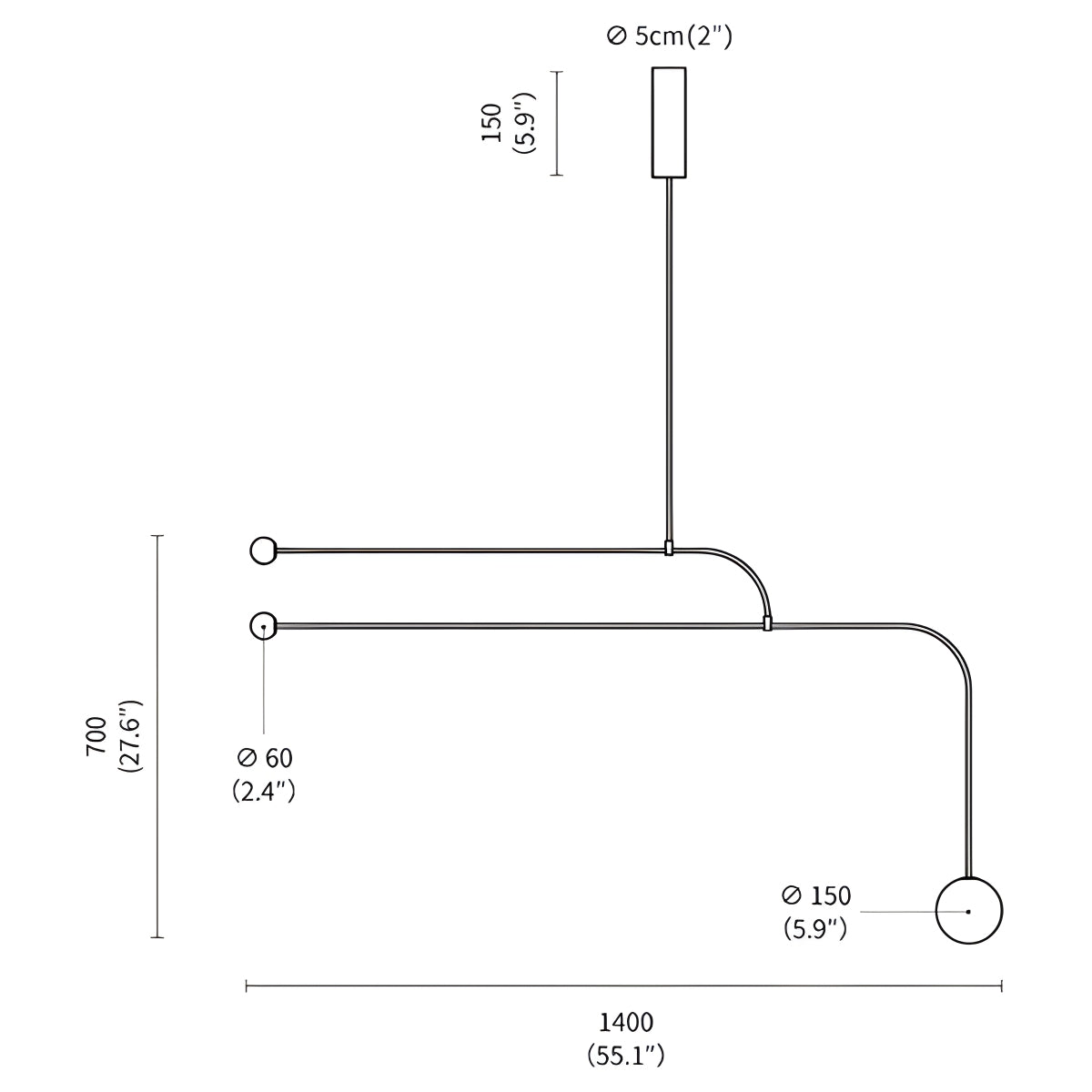 flairel Minimalist Linear Metal Chandelier