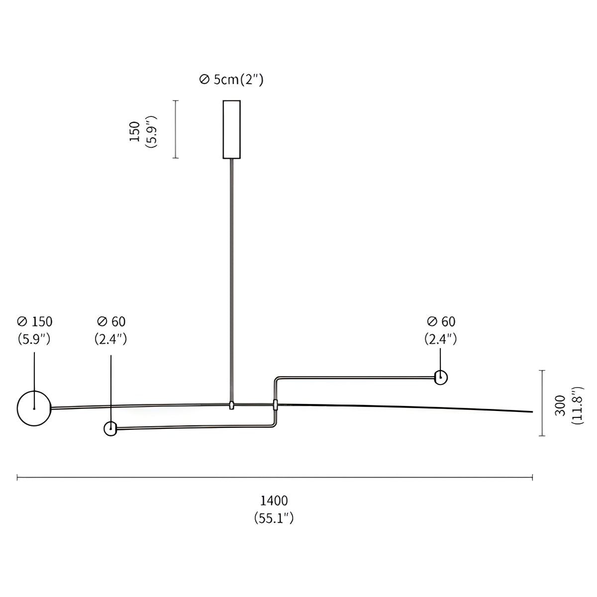 flairel Minimalist Linear Metal Chandelier