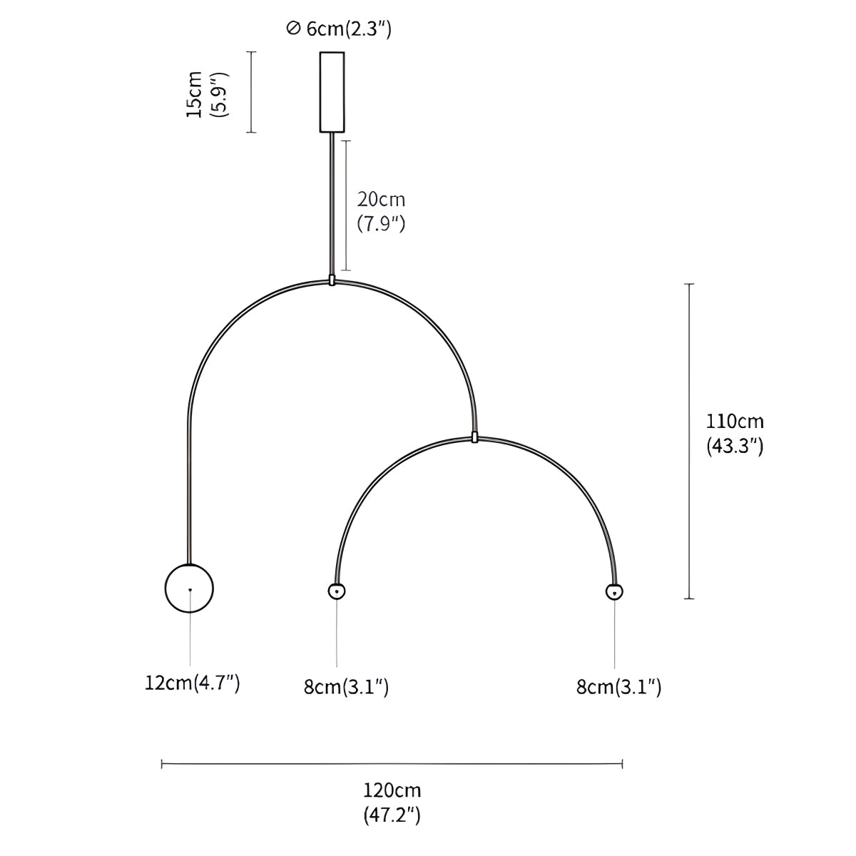 flairel Minimalist Linear Metal Chandelier