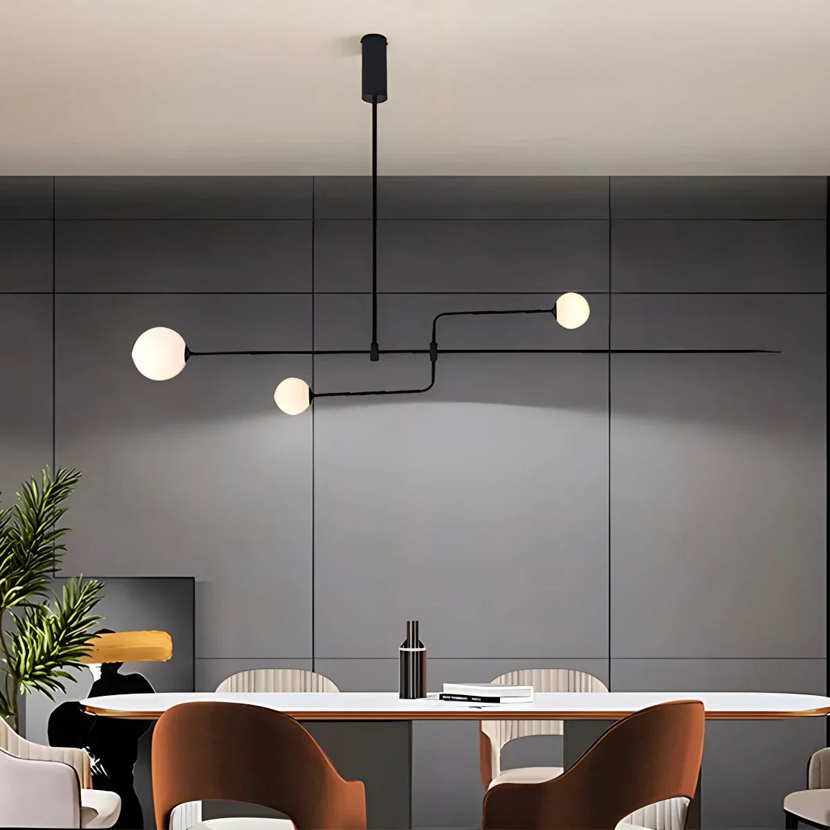 flairel Minimalist Linear Metal Chandelier