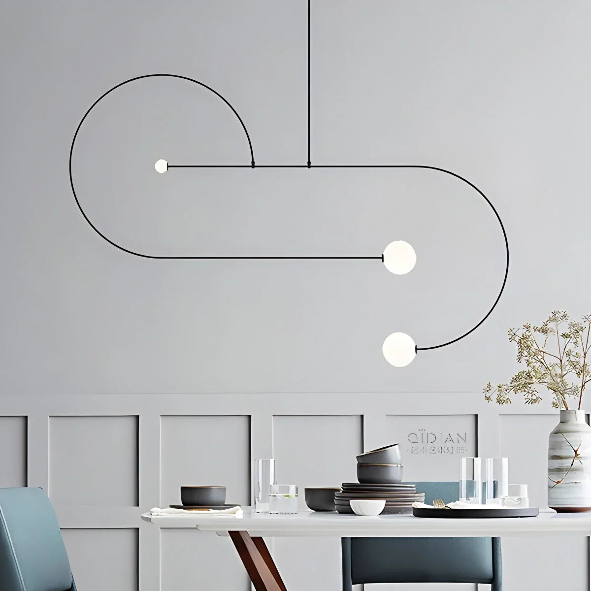flairel Minimalist Linear Metal Chandelier