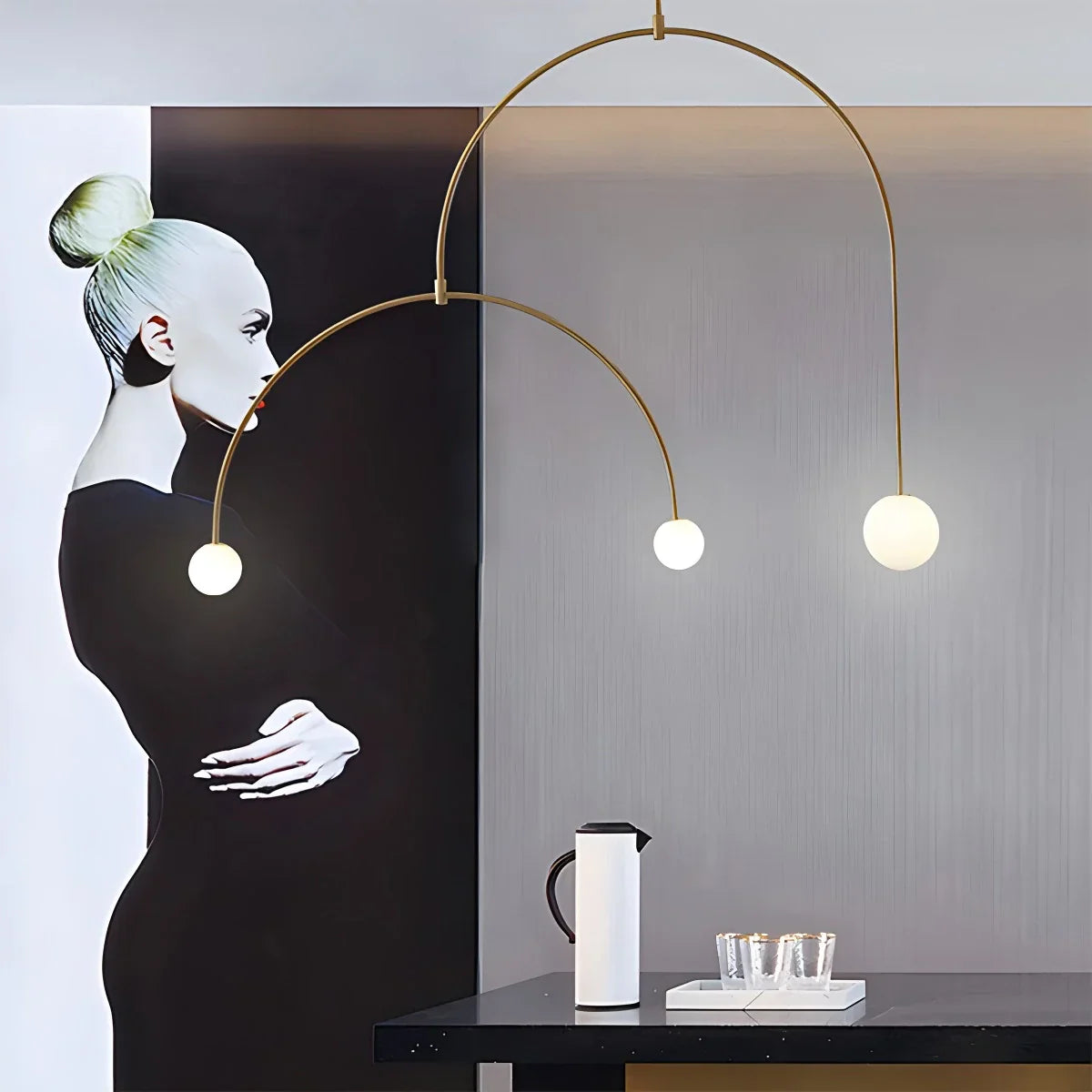 flairel Minimalist Linear Metal Chandelier