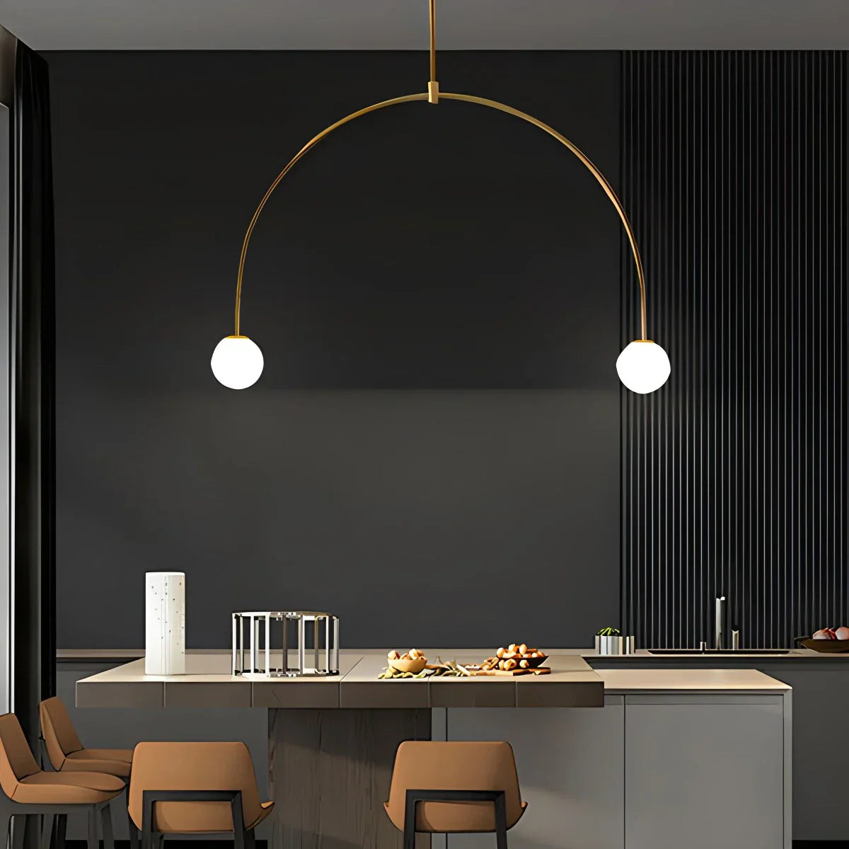 flairel Minimalist Linear Metal Chandelier