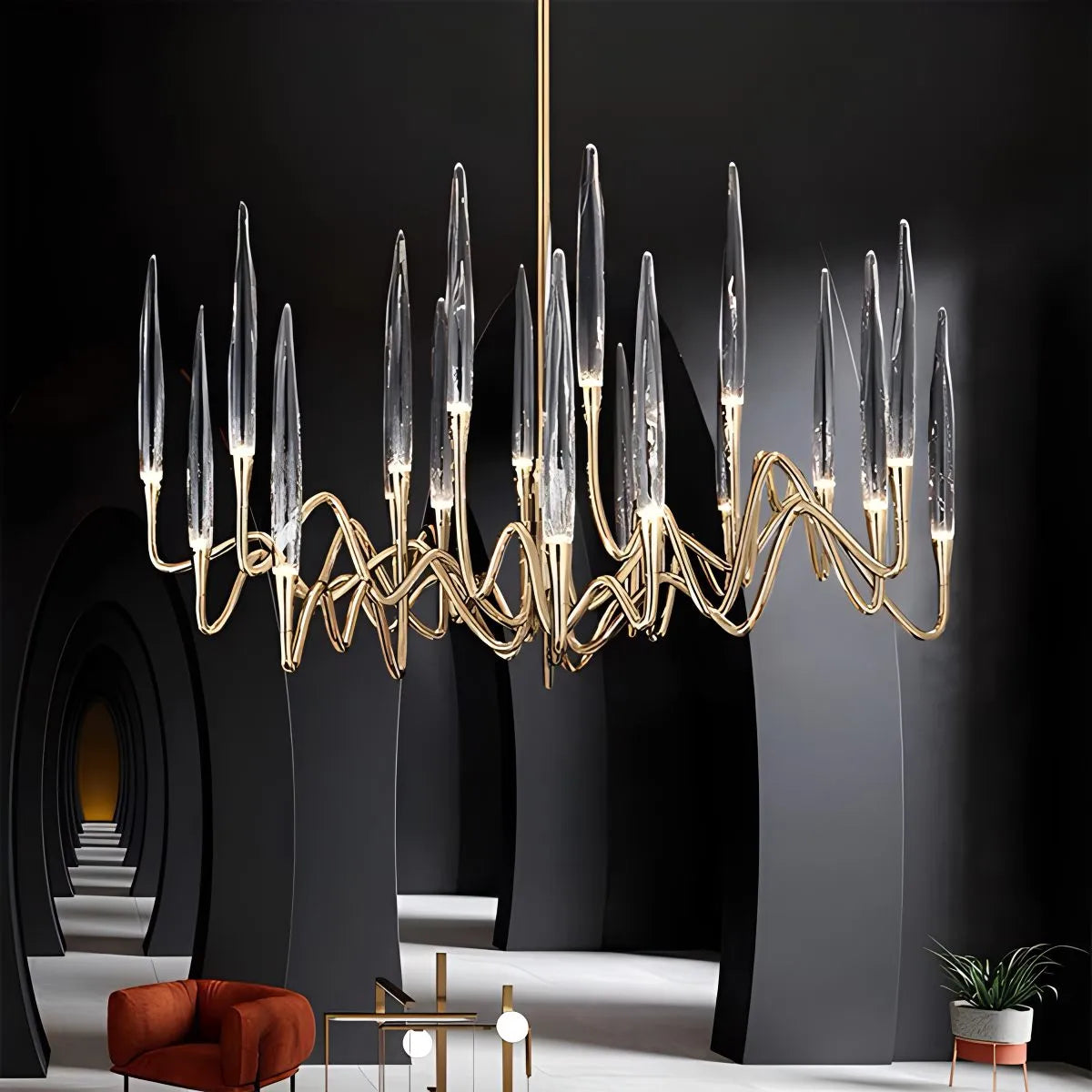 flairel Modern Branch Chandelier & Floor Lamp
