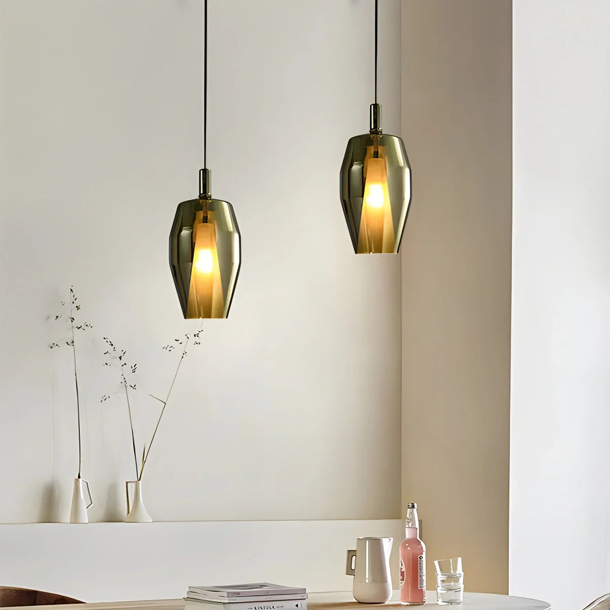 flairel Modern Minimalist LED Glass Pendant Light for Kitchen