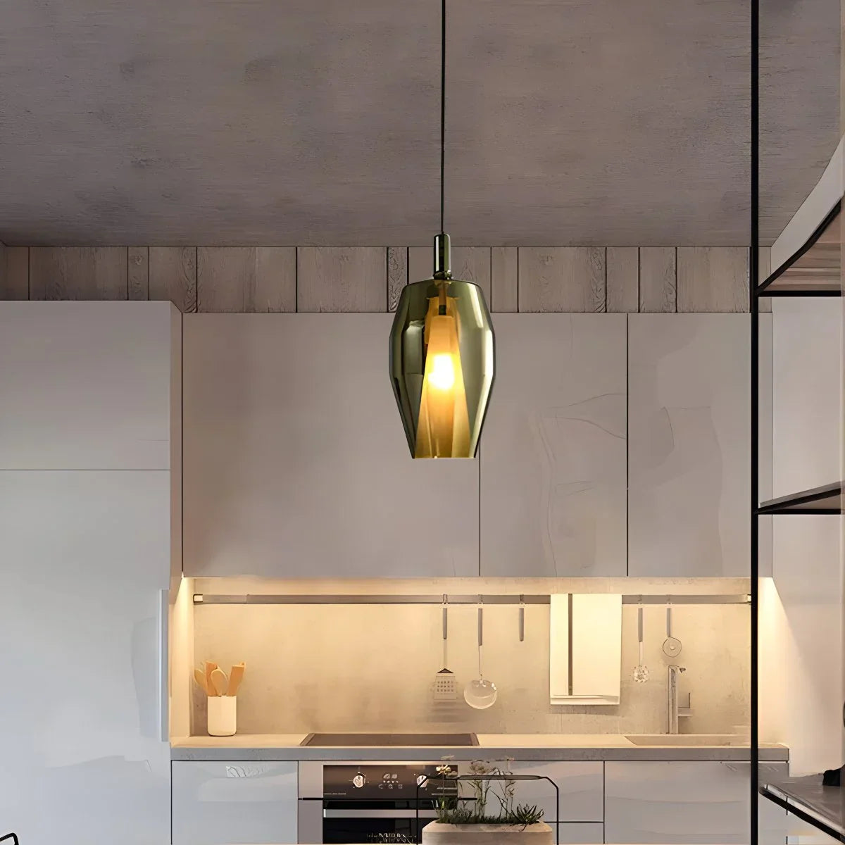 flairel Modern Minimalist LED Glass Pendant Light for Kitchen