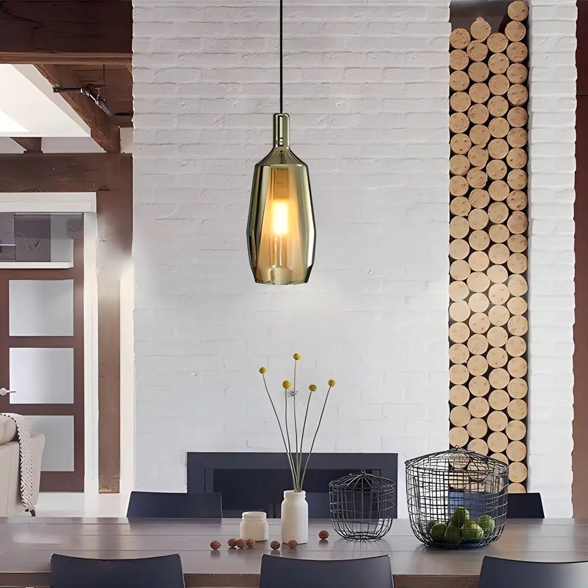 flairel Modern Minimalist LED Glass Pendant Light for Kitchen