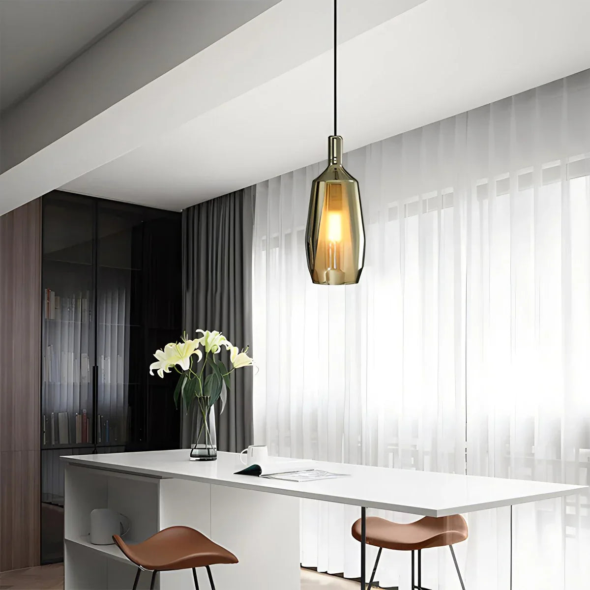 flairel Modern Minimalist LED Glass Pendant Light for Kitchen