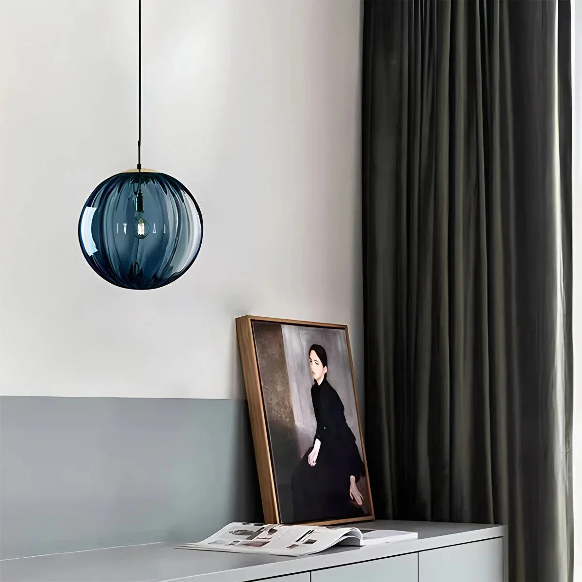flairel Modern Nordic Water Pattern Glass Ball Pendant Light