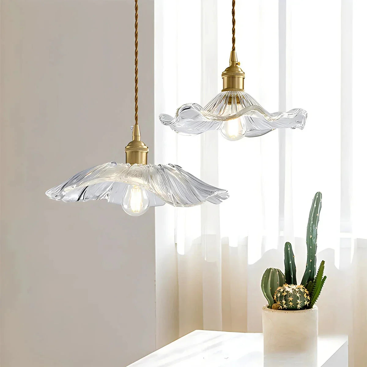 flairel Nordic Japanese Glass Chandelier for Living Room