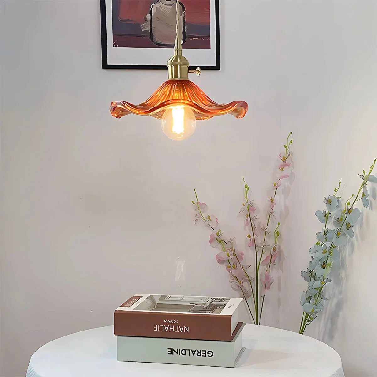 flairel Nordic Japanese Glass Chandelier for Living Room