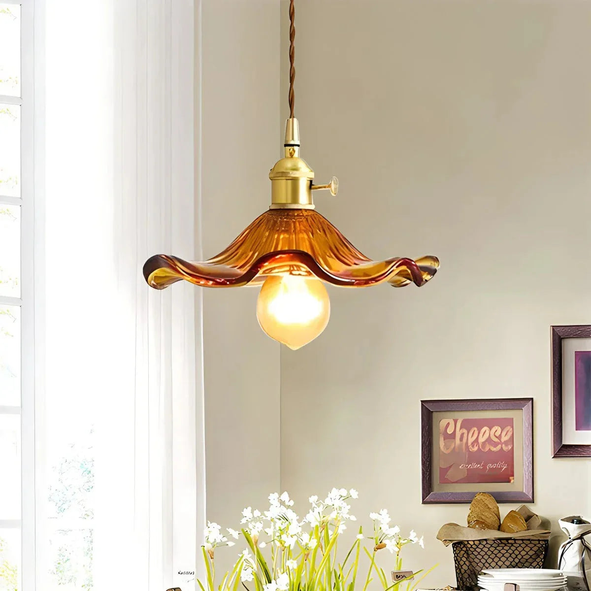 flairel Nordic Japanese Glass Chandelier for Living Room