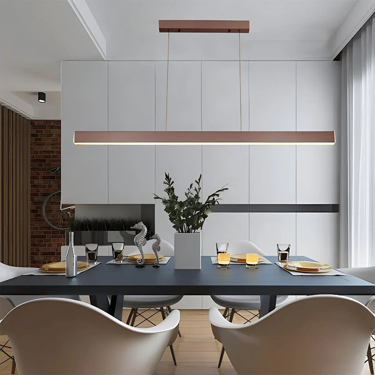 flairel Nordic LED Linear Pendant Light for Kitchen Island