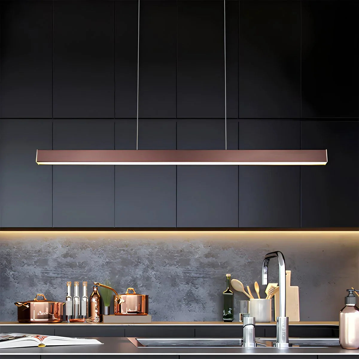 flairel Nordic LED Linear Pendant Light for Kitchen Island