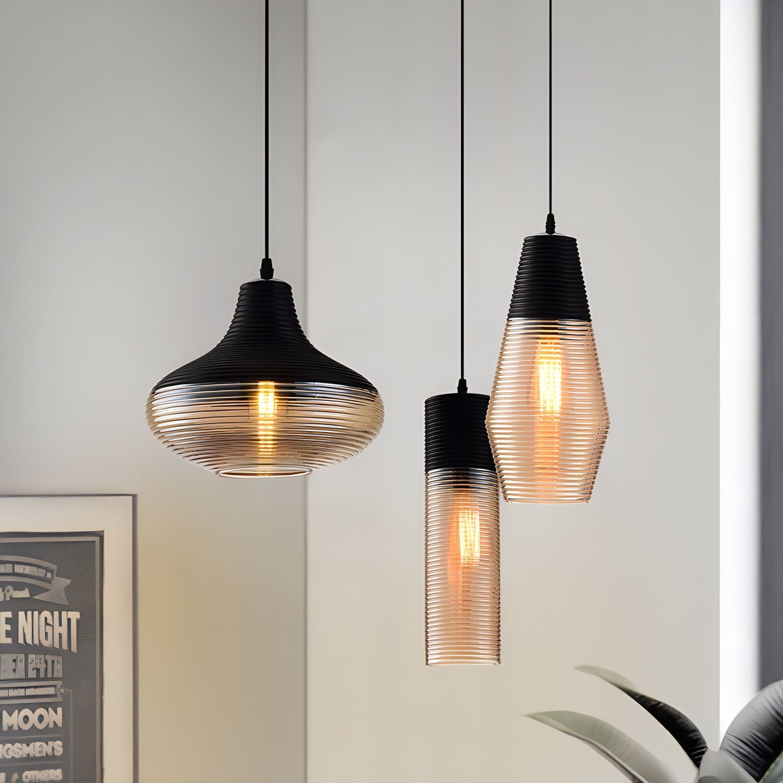 flairel Industrial Style Glass Pendant Light for Kitchen