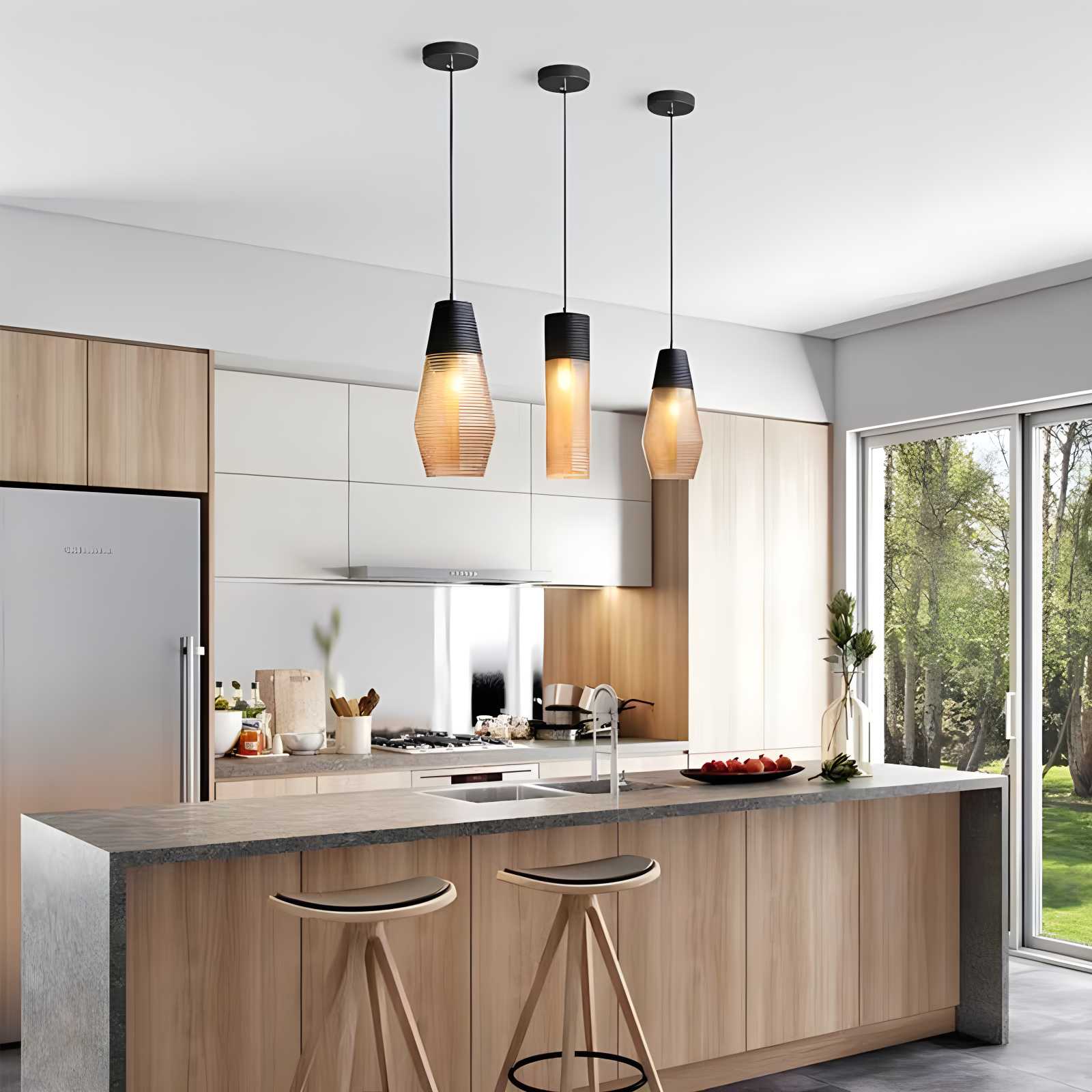 flairel Industrial Style Glass Pendant Light for Kitchen