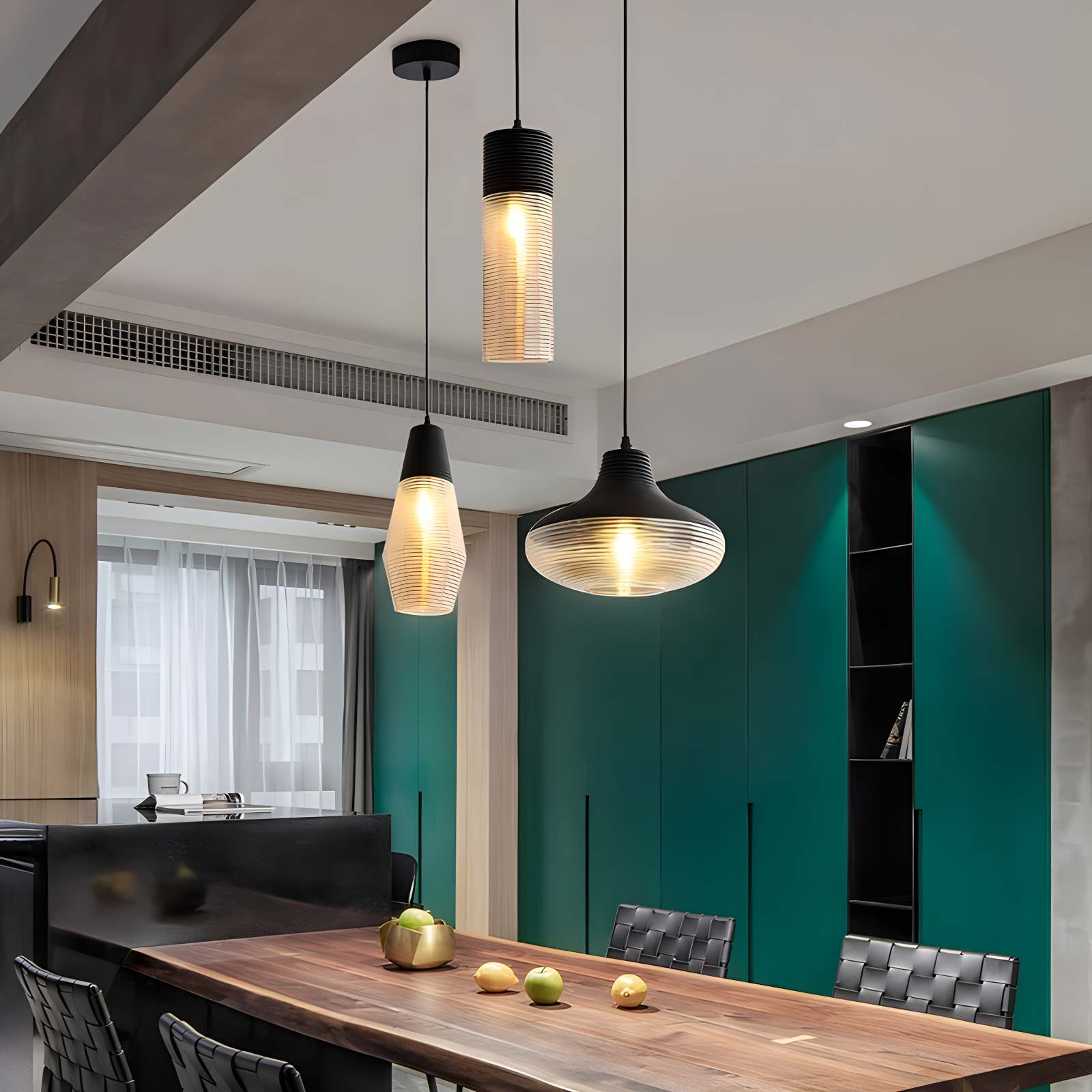 flairel Industrial Style Glass Pendant Light for Kitchen