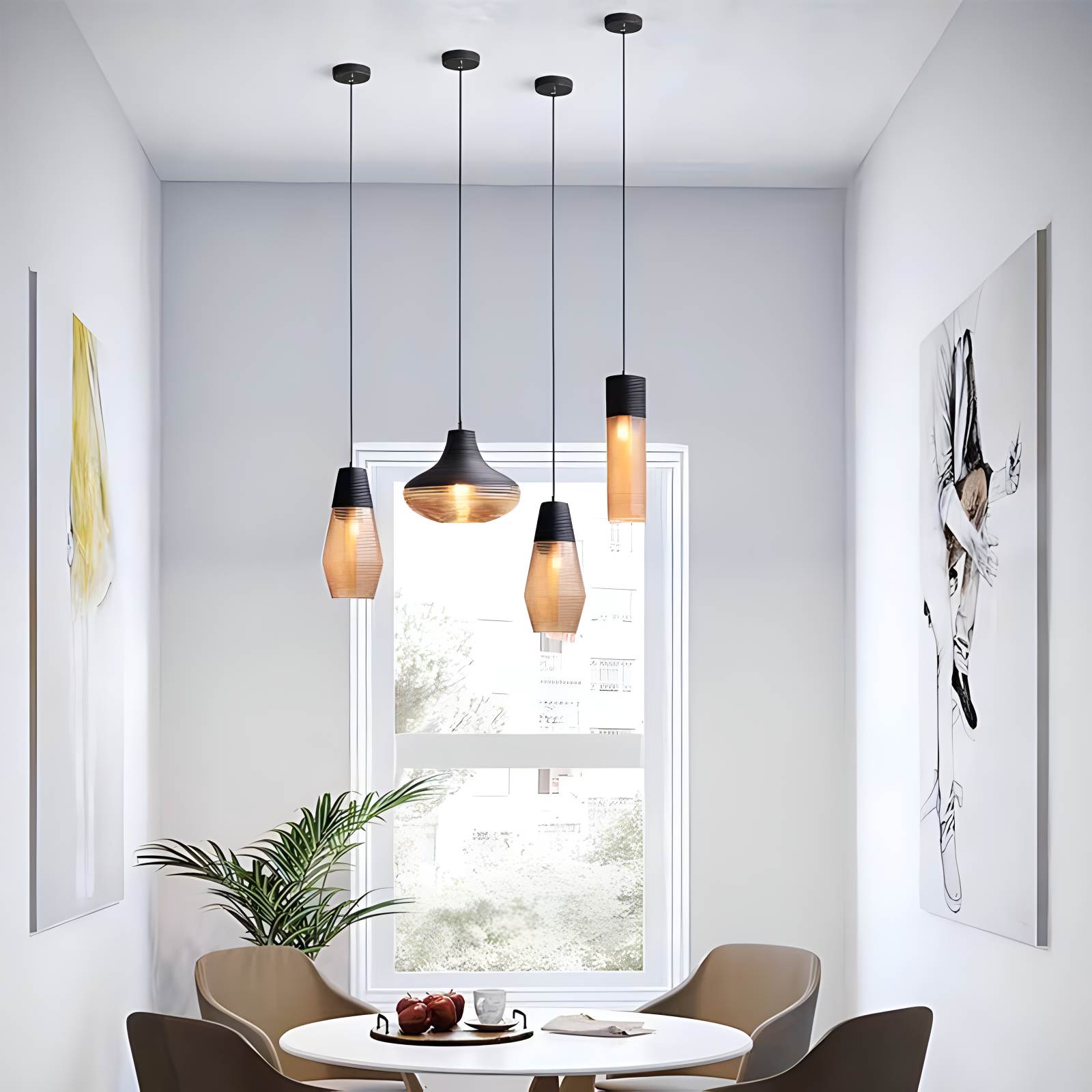 flairel Industrial Style Glass Pendant Light for Kitchen