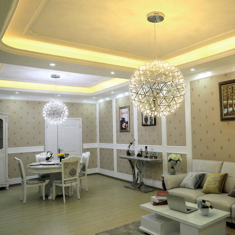 flairel Silver Fire Ball Pendant Light for Dining Room
