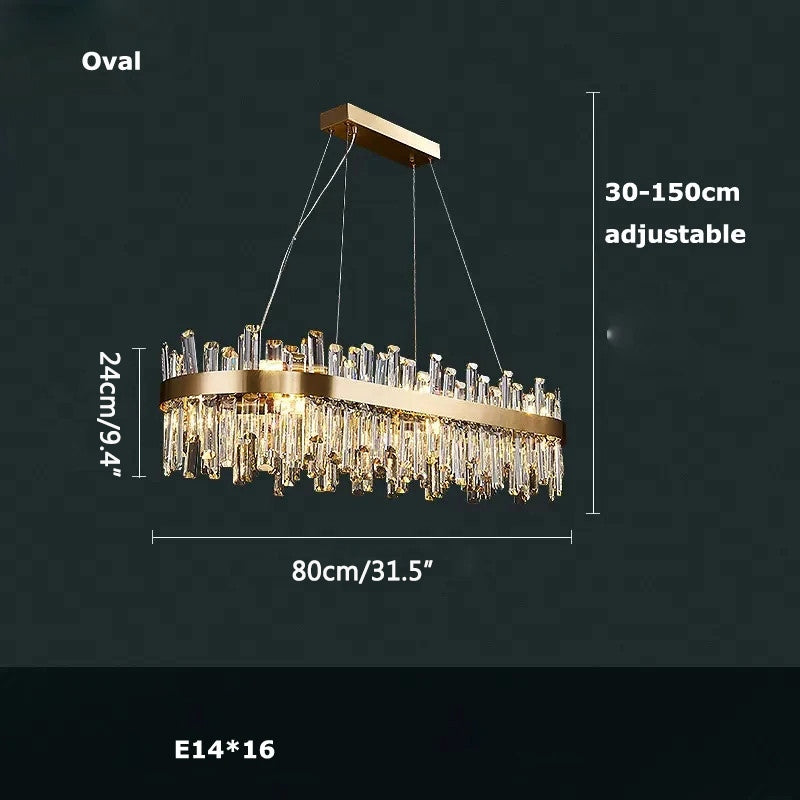 flairel Round Oval Crystal Chandelier