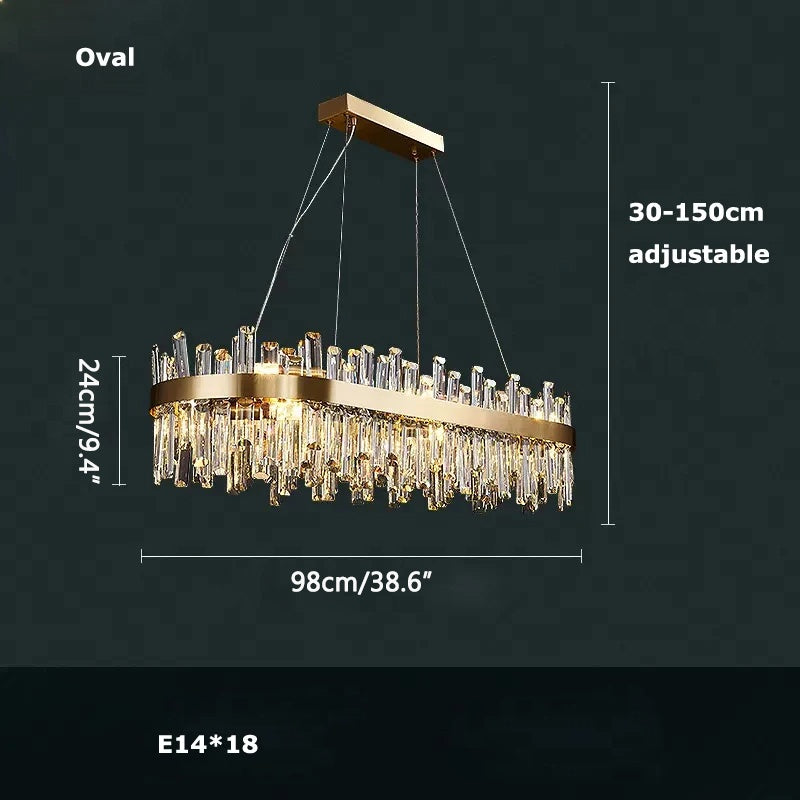 flairel Round Oval Crystal Chandelier