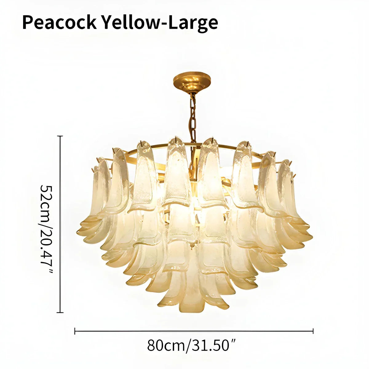 flairel Gold Tiered Green Glass Chandelier for High Ceiling