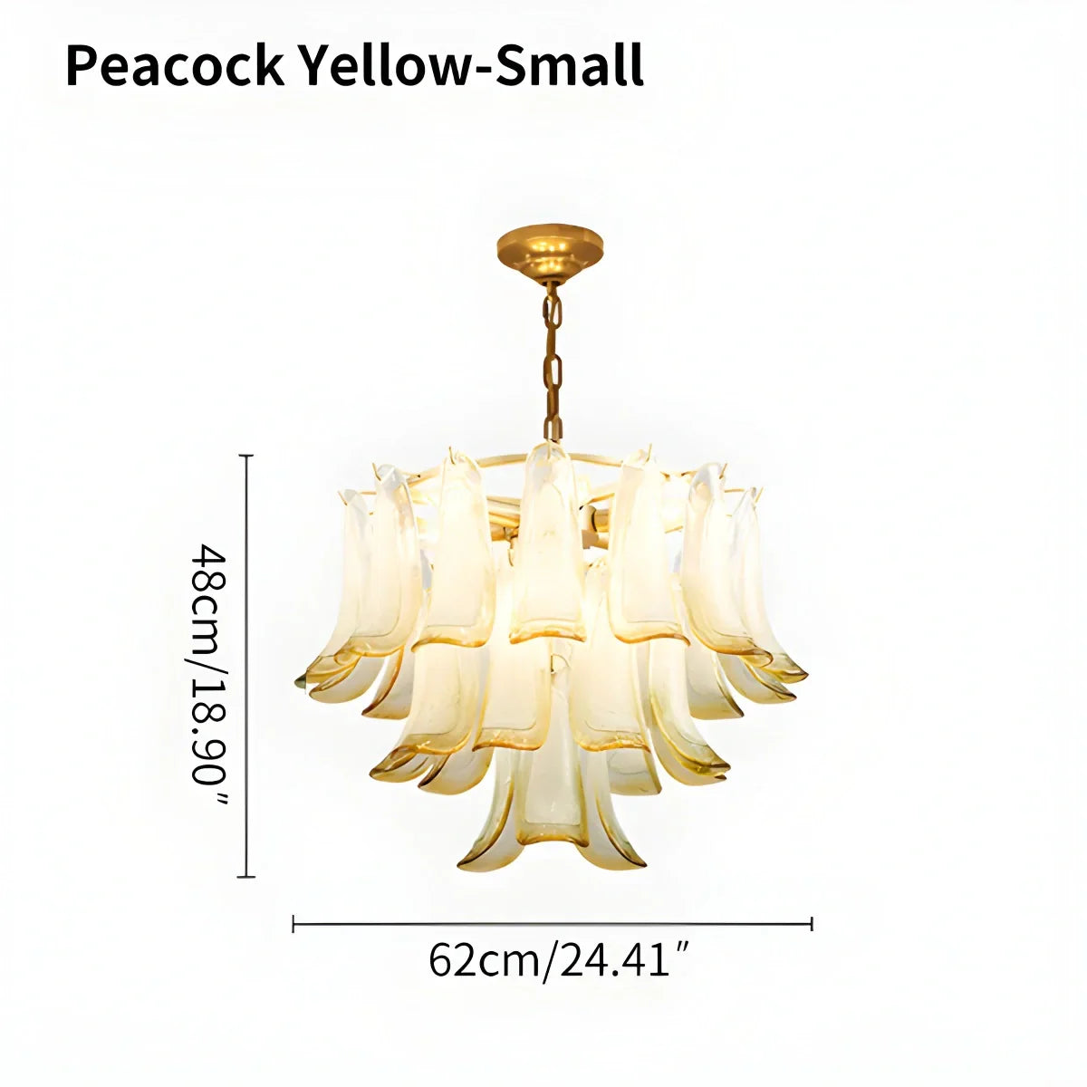 flairel Gold Tiered Green Glass Chandelier for High Ceiling
