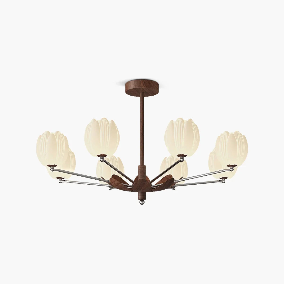 flairel Retro Walnut Color Flower Chandelier for Living Room