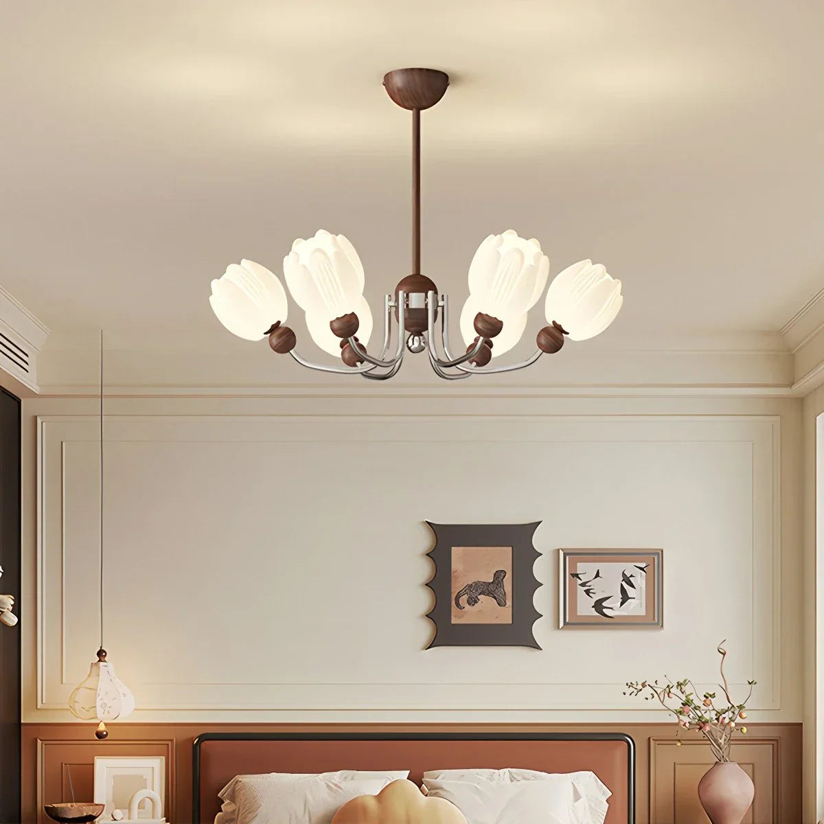 flairel French Retro Flower Chandelier for Living Room