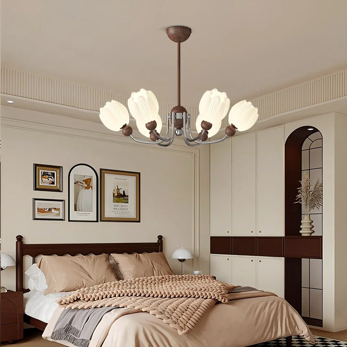 flairel French Retro Flower Chandelier for Living Room
