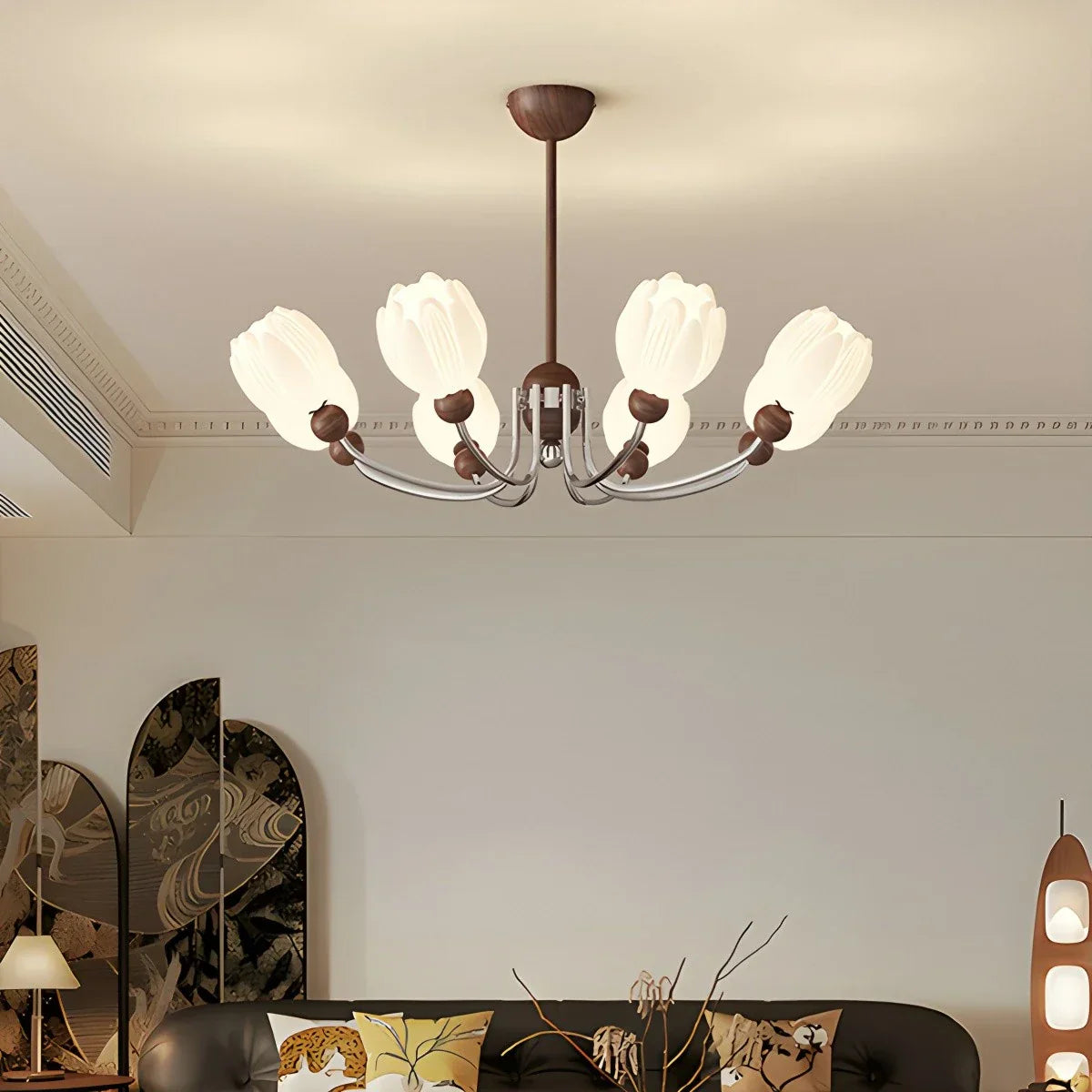 flairel French Retro Flower Chandelier for Living Room