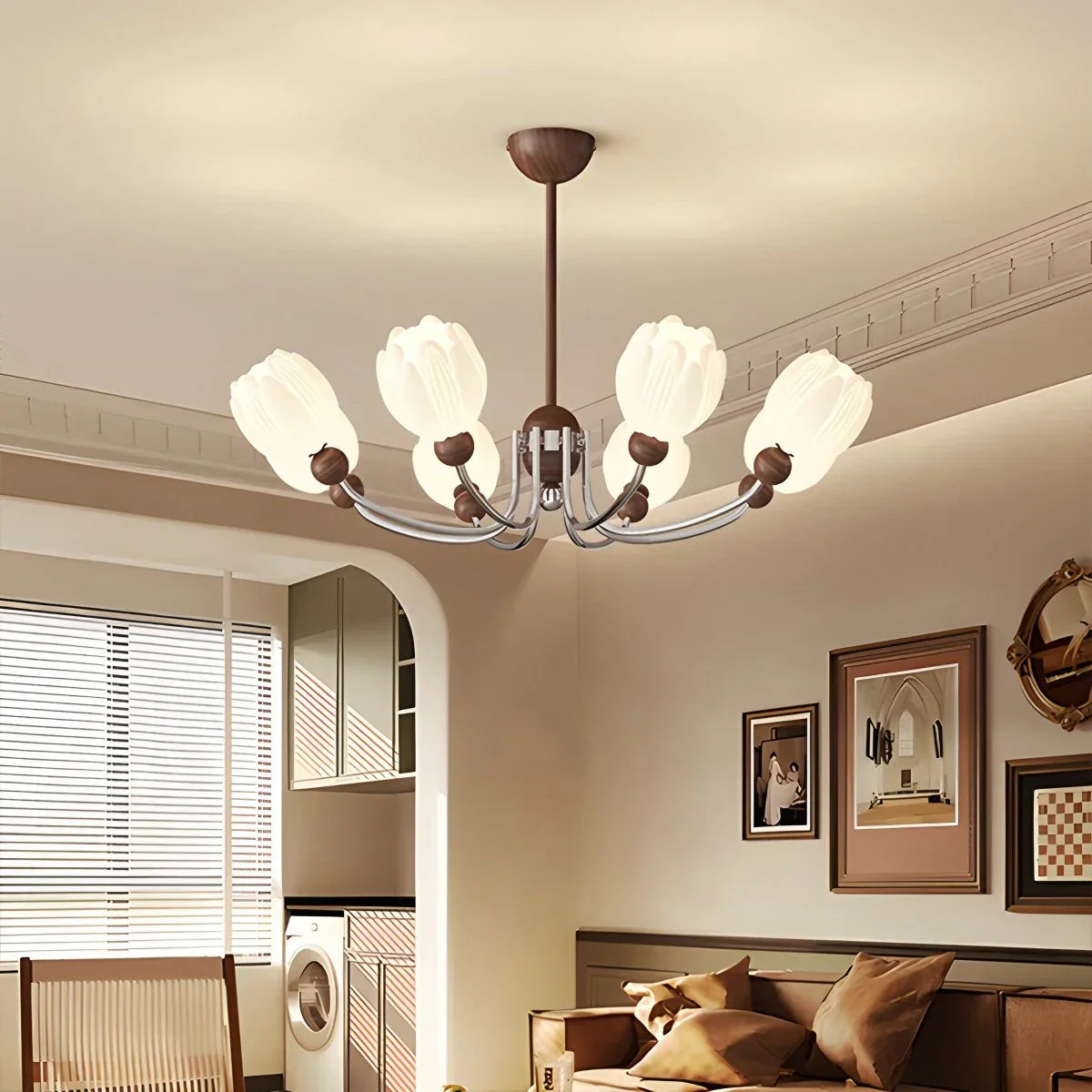 flairel French Retro Flower Chandelier for Living Room