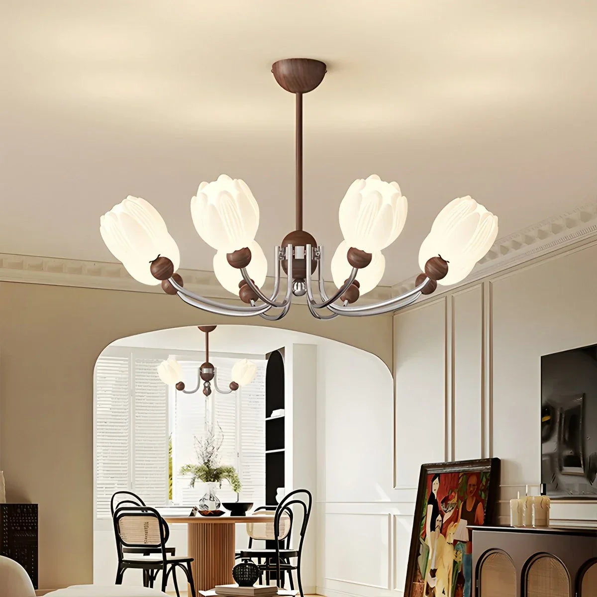 flairel French Retro Flower Chandelier for Living Room