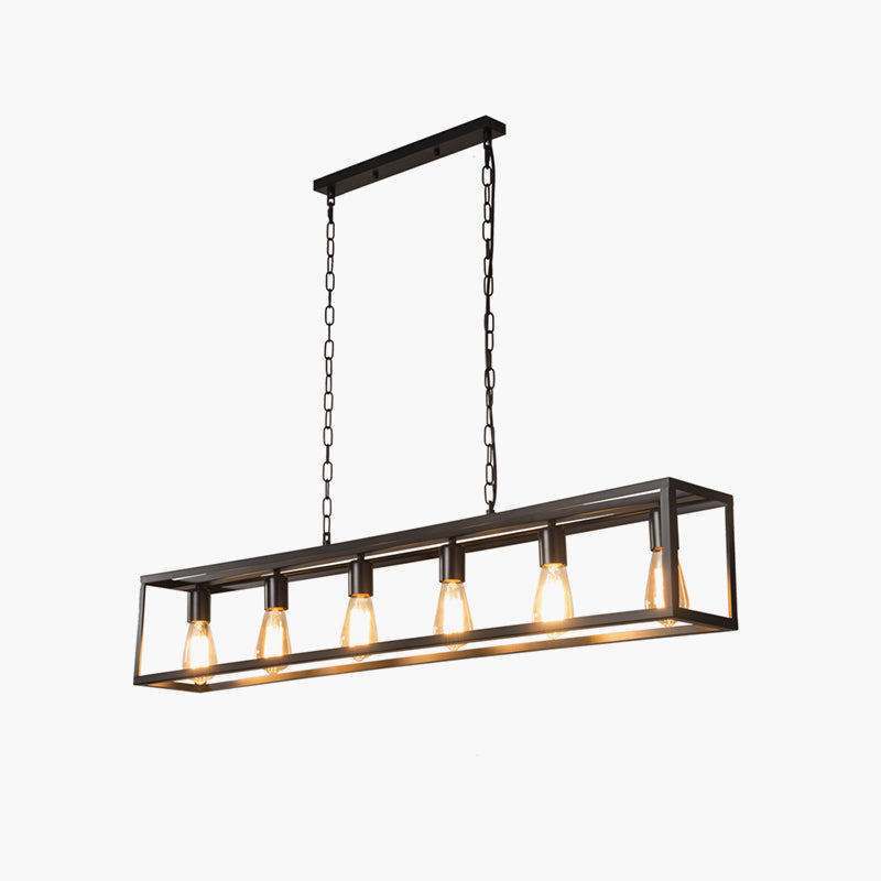 flairel Rectangular Brass Pendant Lights for Dining Room