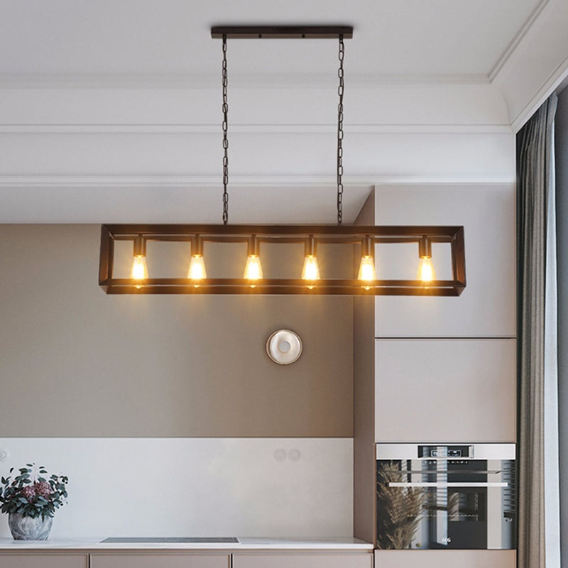 flairel Rectangular Brass Pendant Lights for Dining Room