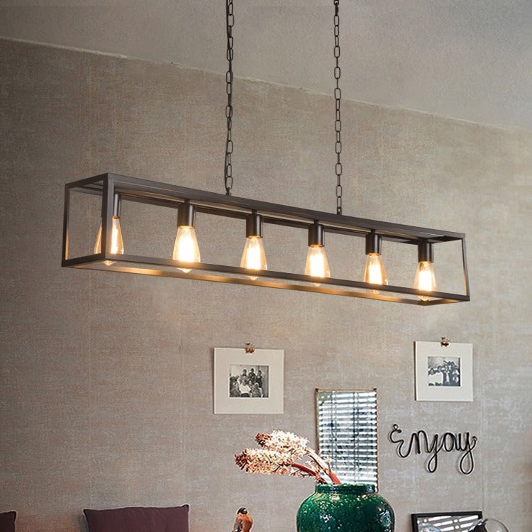 flairel Rectangular Brass Pendant Lights for Dining Room