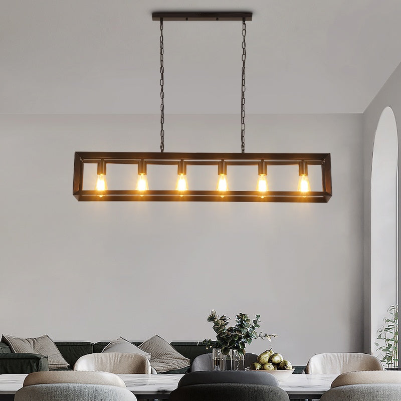 flairel Rectangular Brass Pendant Lights for Dining Room
