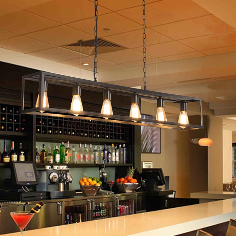 flairel Rectangular Brass Pendant Lights for Dining Room