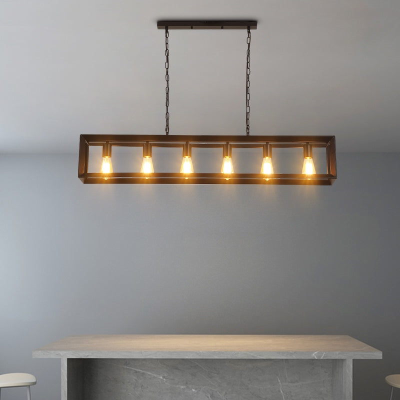 flairel Rectangular Brass Pendant Lights for Dining Room