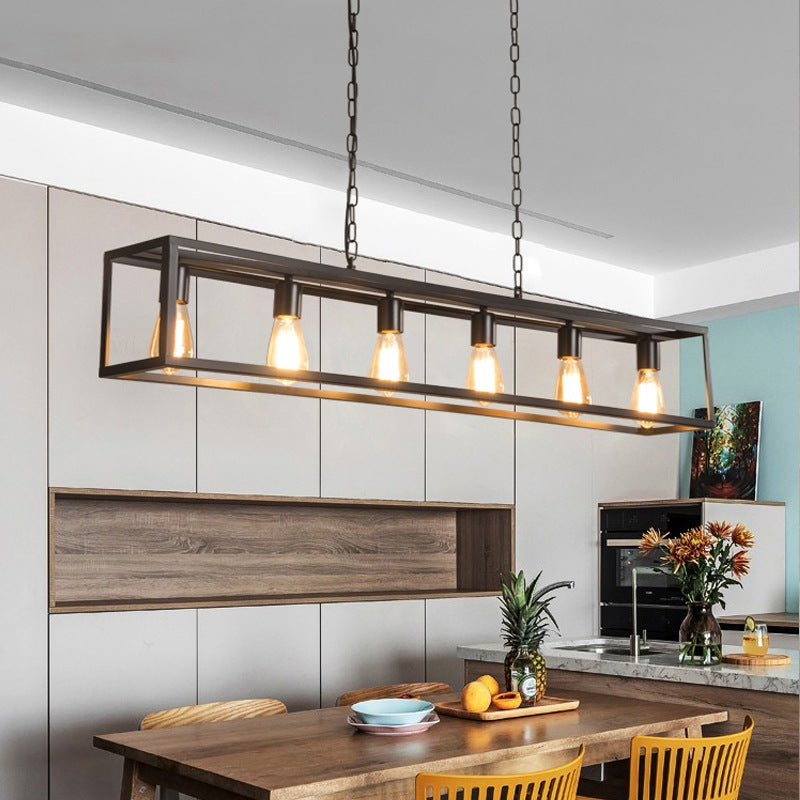 flairel Rectangular Brass Pendant Lights for Dining Room