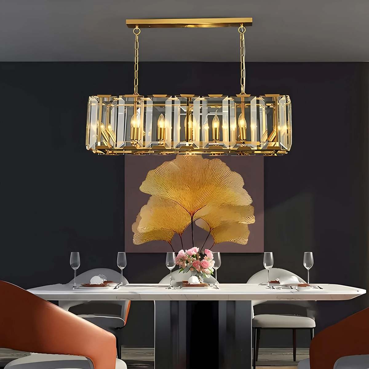 flairel Rectangular Glass Chandelier