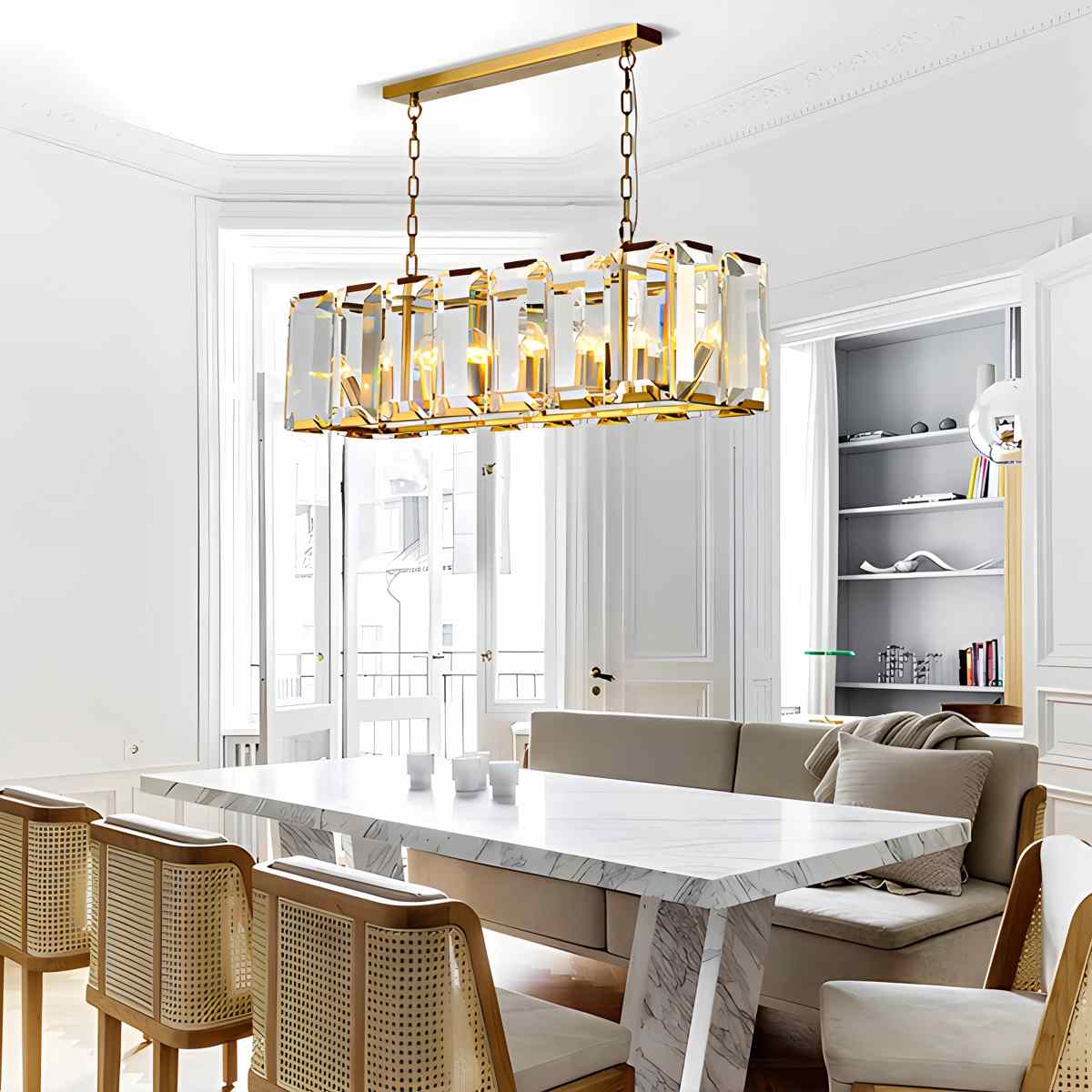 flairel Rectangular Glass Chandelier