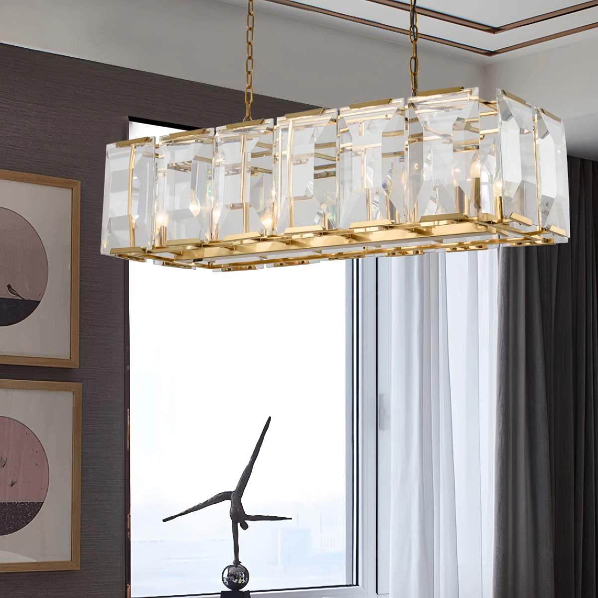 flairel Rectangular Glass Chandelier