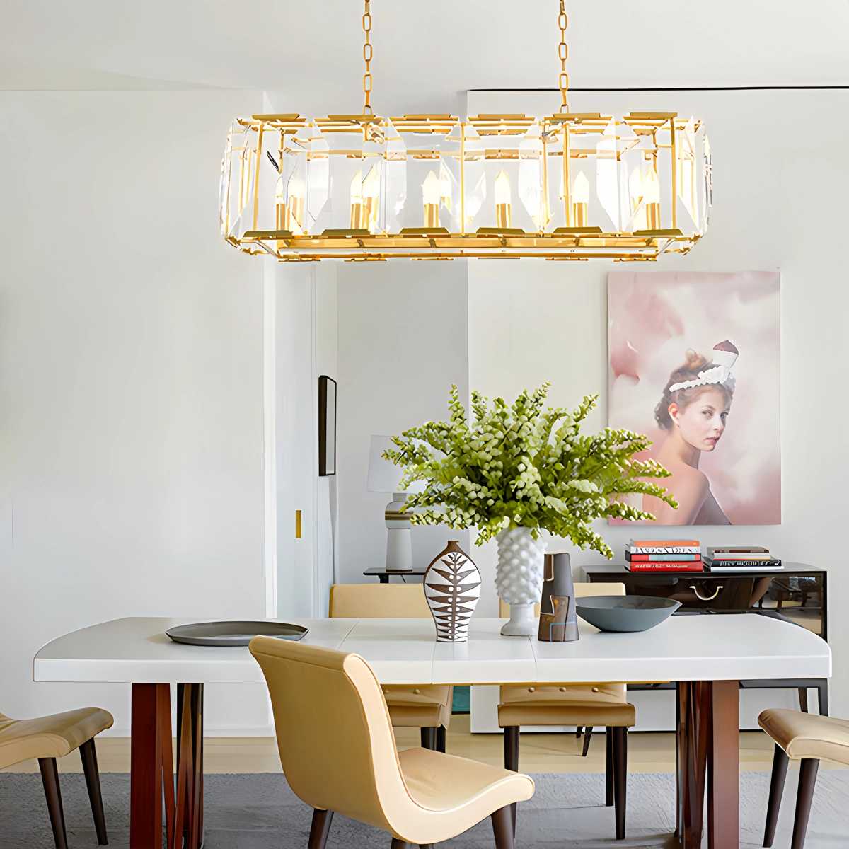 flairel Rectangular Glass Chandelier