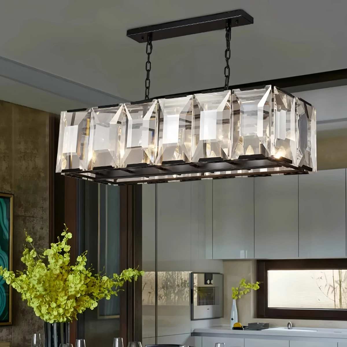 flairel Rectangular Glass Chandelier