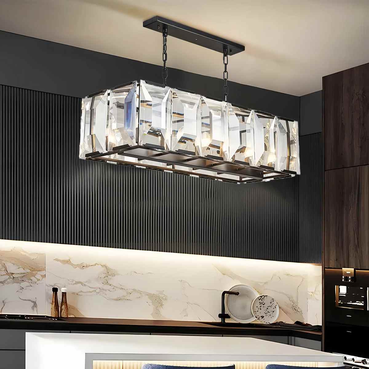flairel Rectangular Glass Chandelier