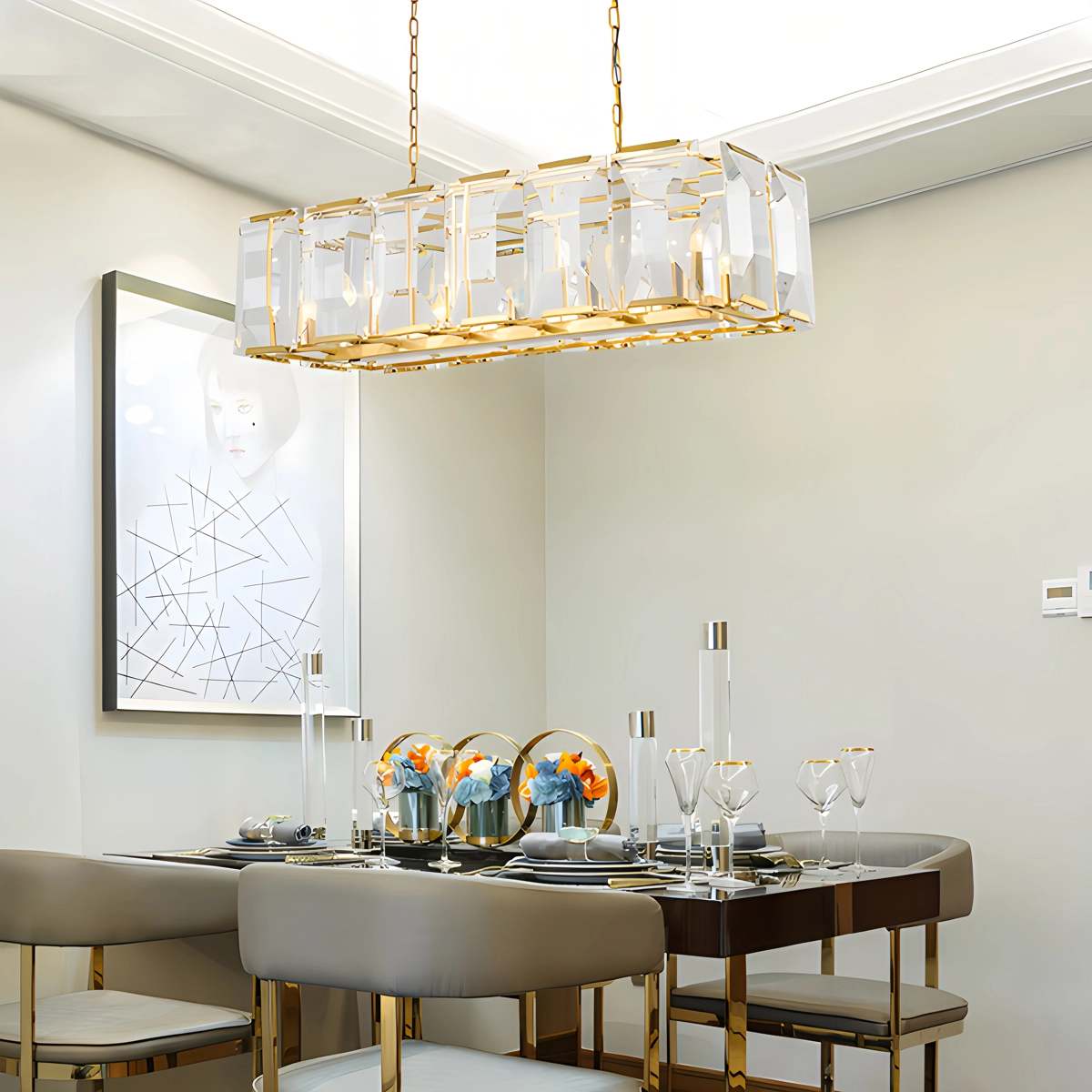 flairel Rectangular Glass Chandelier