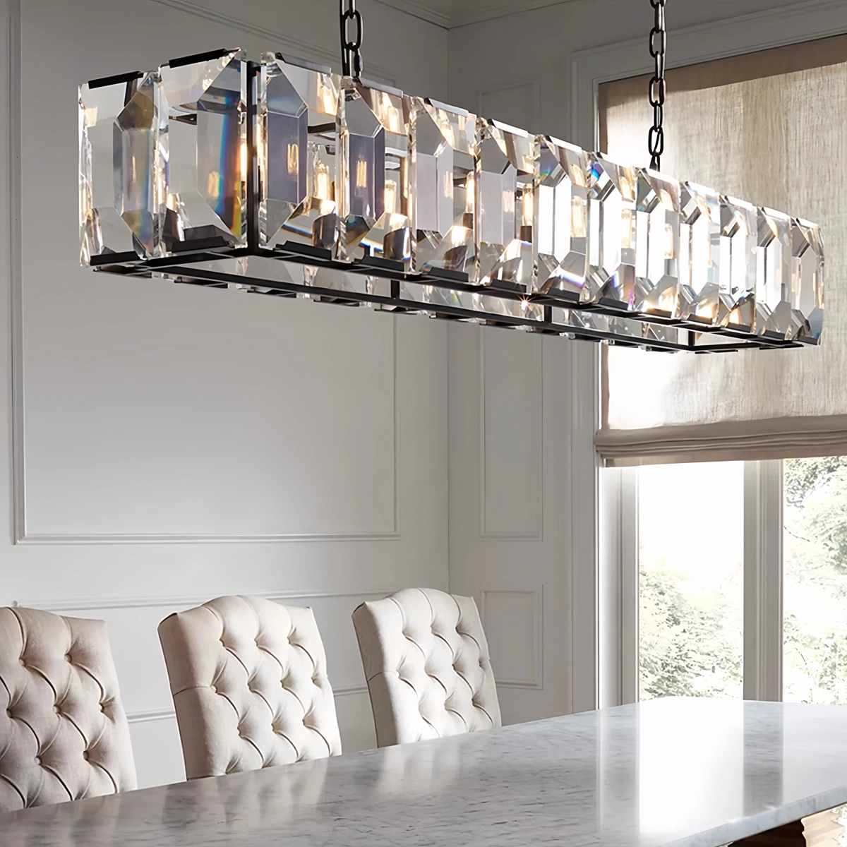 flairel Rectangular Glass Chandelier